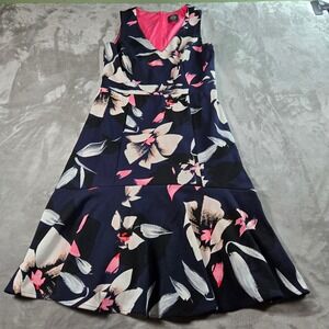 Vince Camuto Floral Print Dress Sleeveless V Neck Midi Women's Size 6